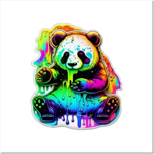 Colorful melting panda bear design #1 Posters and Art